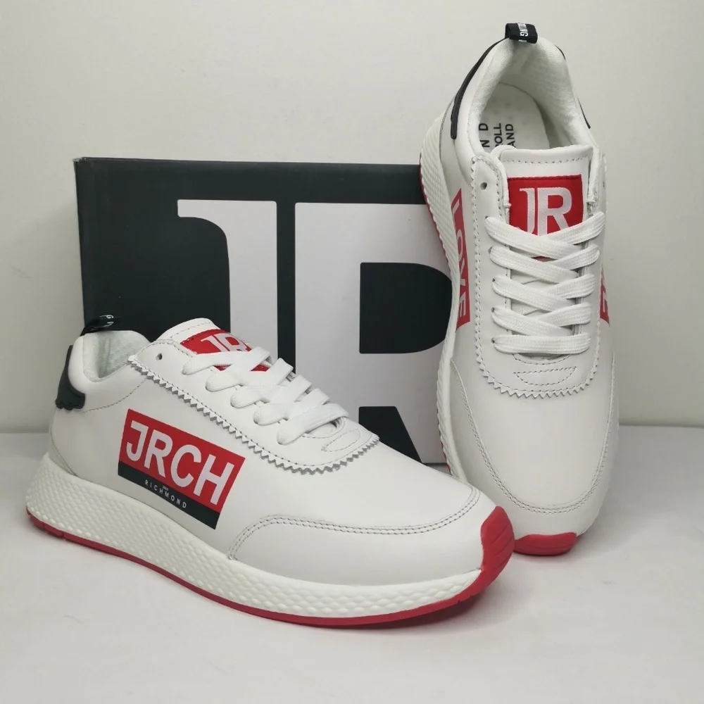 $495 - JOHN RICHMOND White and Red Logo Sneaker Women's 10 (EU 40)